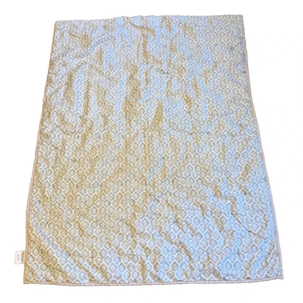 Restoration Hardware Toddler Quilt Gray Neutral Ikat Block Print 48